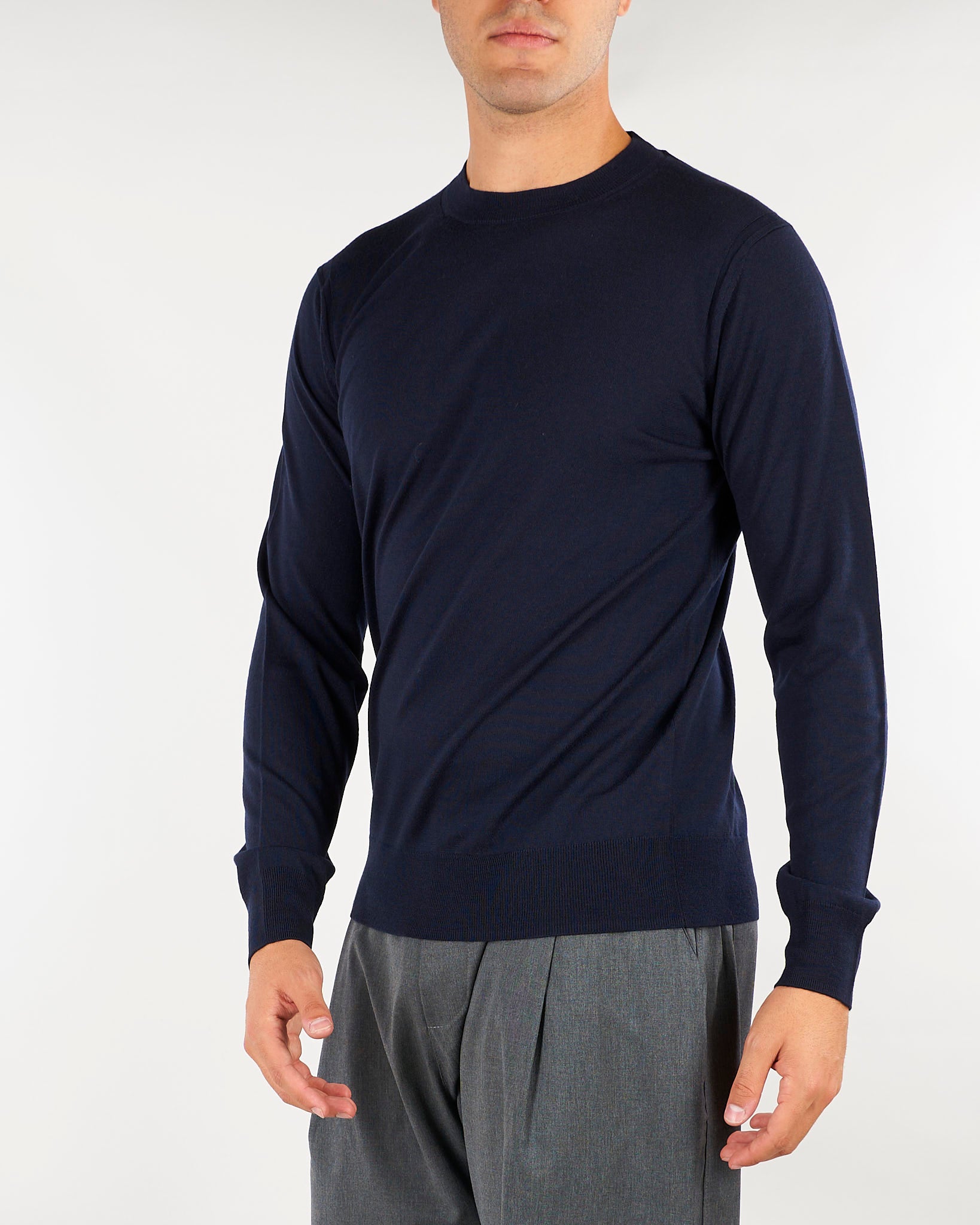 Maglia Blu in pura lana merinos extrafine A001F001 6462 PAOLO PECORA 