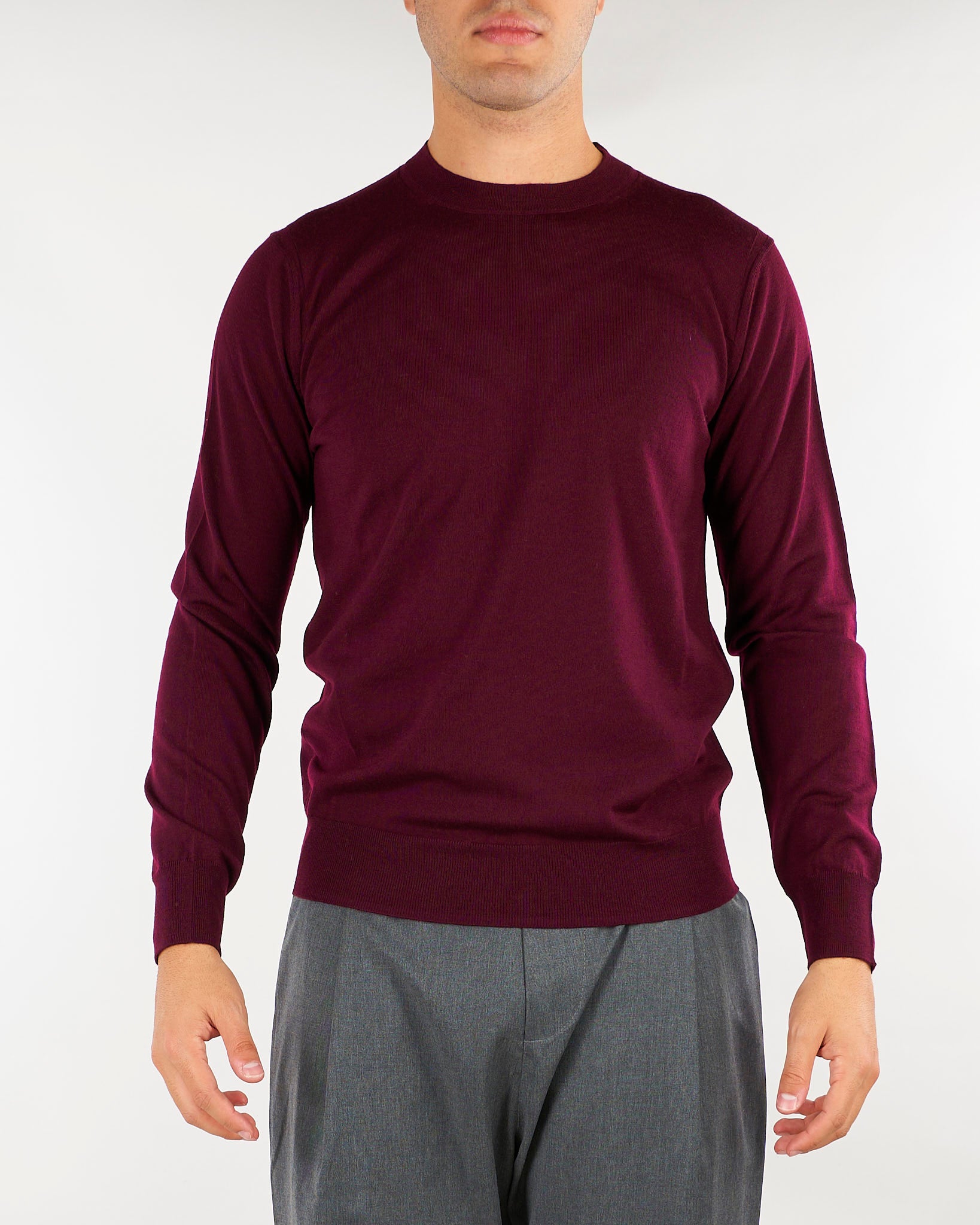 Maglia Bordeaux in pura lana merinos extrafine A001F001 7635 PAOLO PECORA 