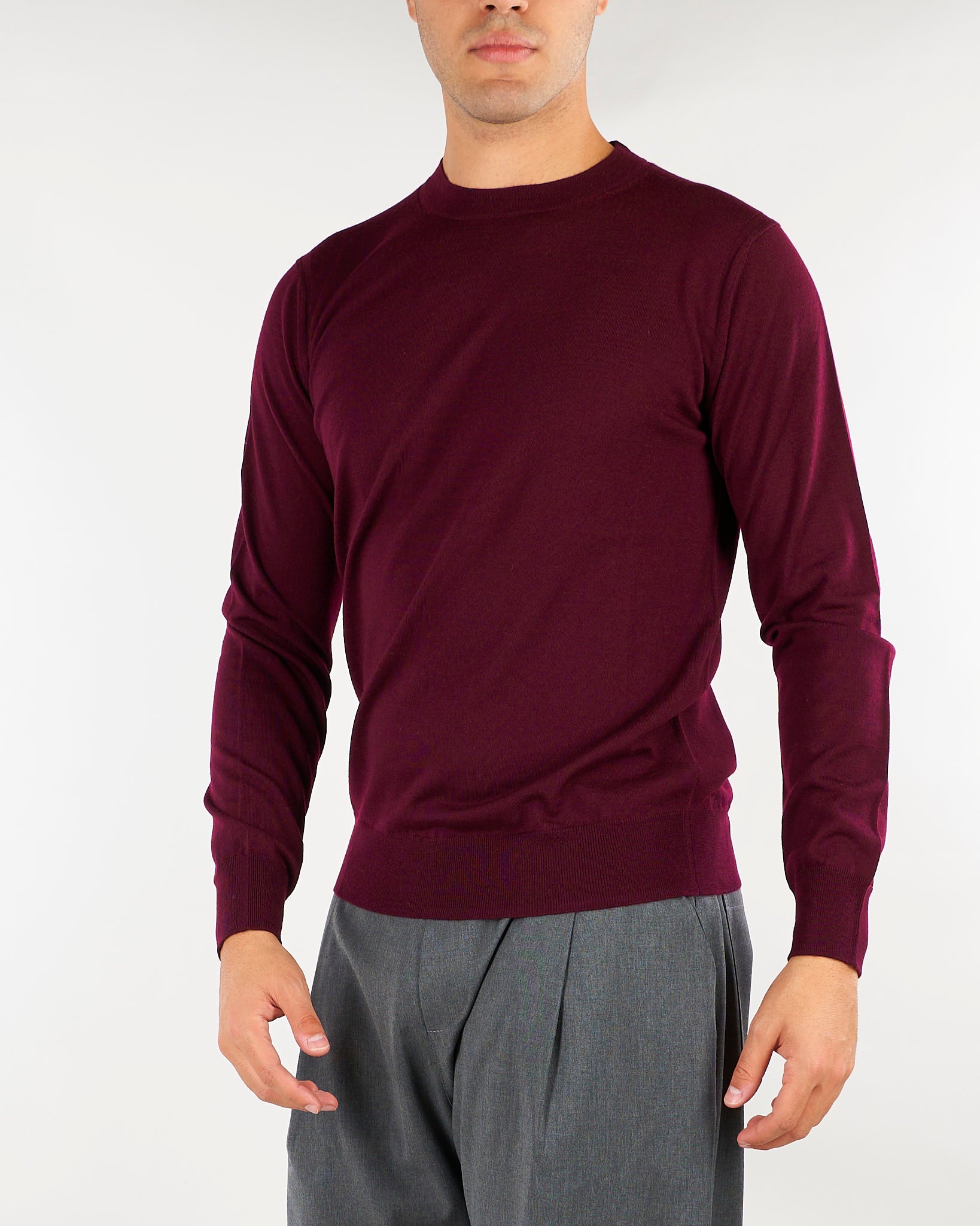 Maglia Bordeaux in pura lana merinos extrafine A001F001 7635 PAOLO PECORA 