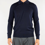 Maglia Polo Blu con zip in lana merinos extrafine A002F001 6462 PAOLO PECORA 