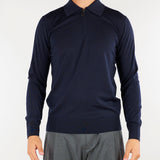 Maglia Polo Blu con zip in lana merinos extrafine A002F001 6462 PAOLO PECORA 