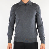 Maglia Polo Grigio con zip in lana merinos extrafine A002F001 8995 PAOLO PECORA 