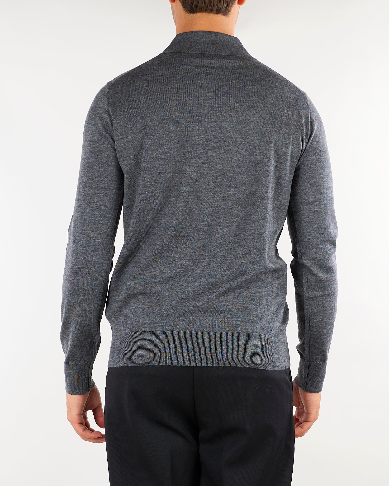 Maglia Polo Grigio con zip in lana merinos extrafine A002F001 8995 PAOLO PECORA 