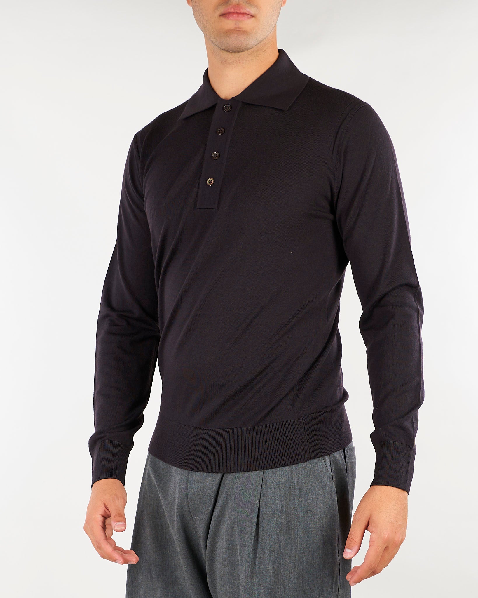 Maglia Polo Coffe in lana merinos extrafine A010F001 2358 PAOLO PECORA 