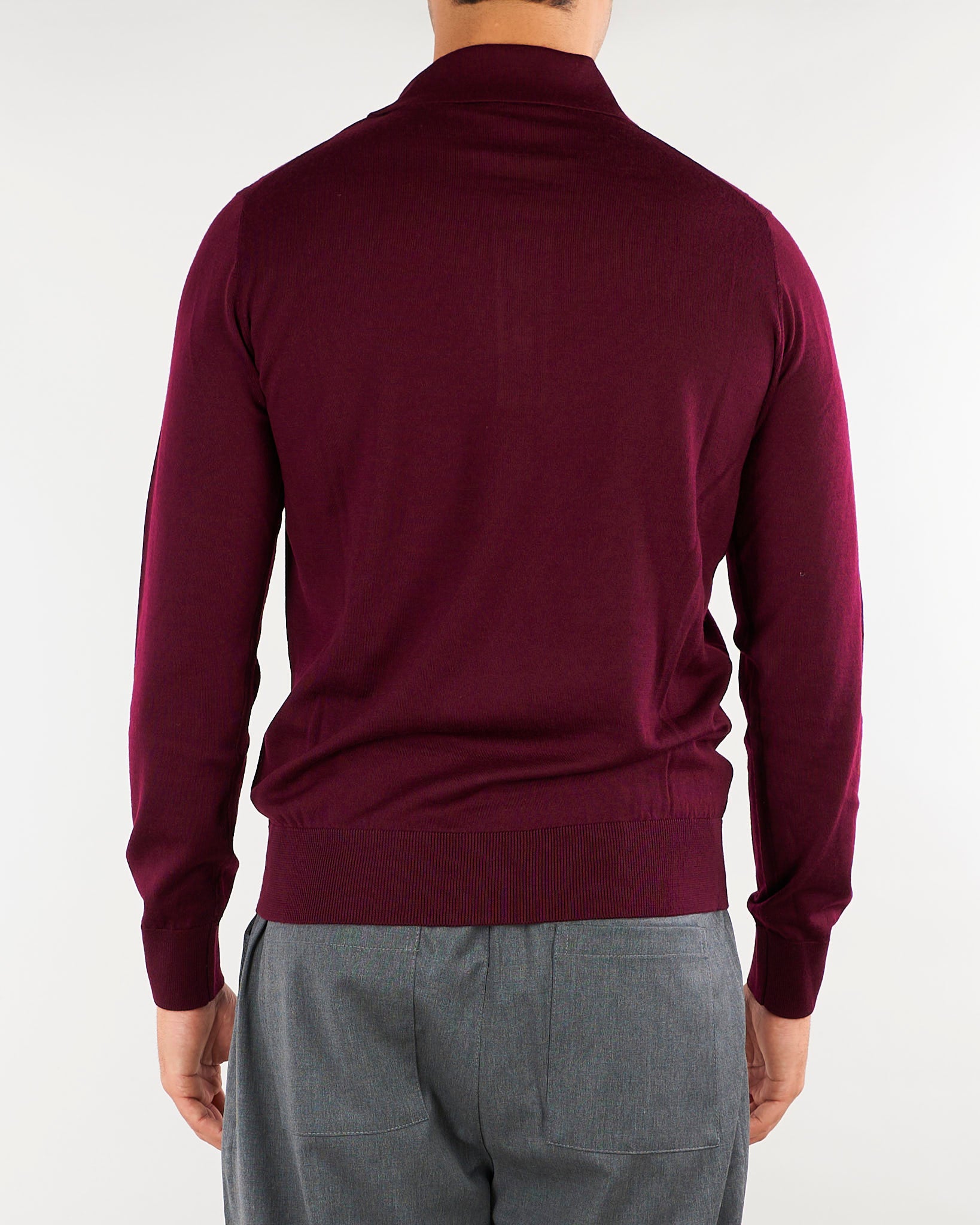 Maglia polo Bordeaux in lana merinos extrafine A010F001 7635 PAOLO PECORA 