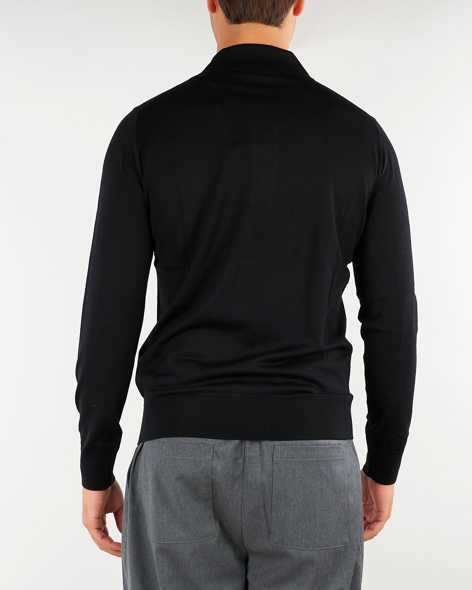 Maglia polo Nero in lana merinso extrafine A010F001 9000 PAOLO PECORA 