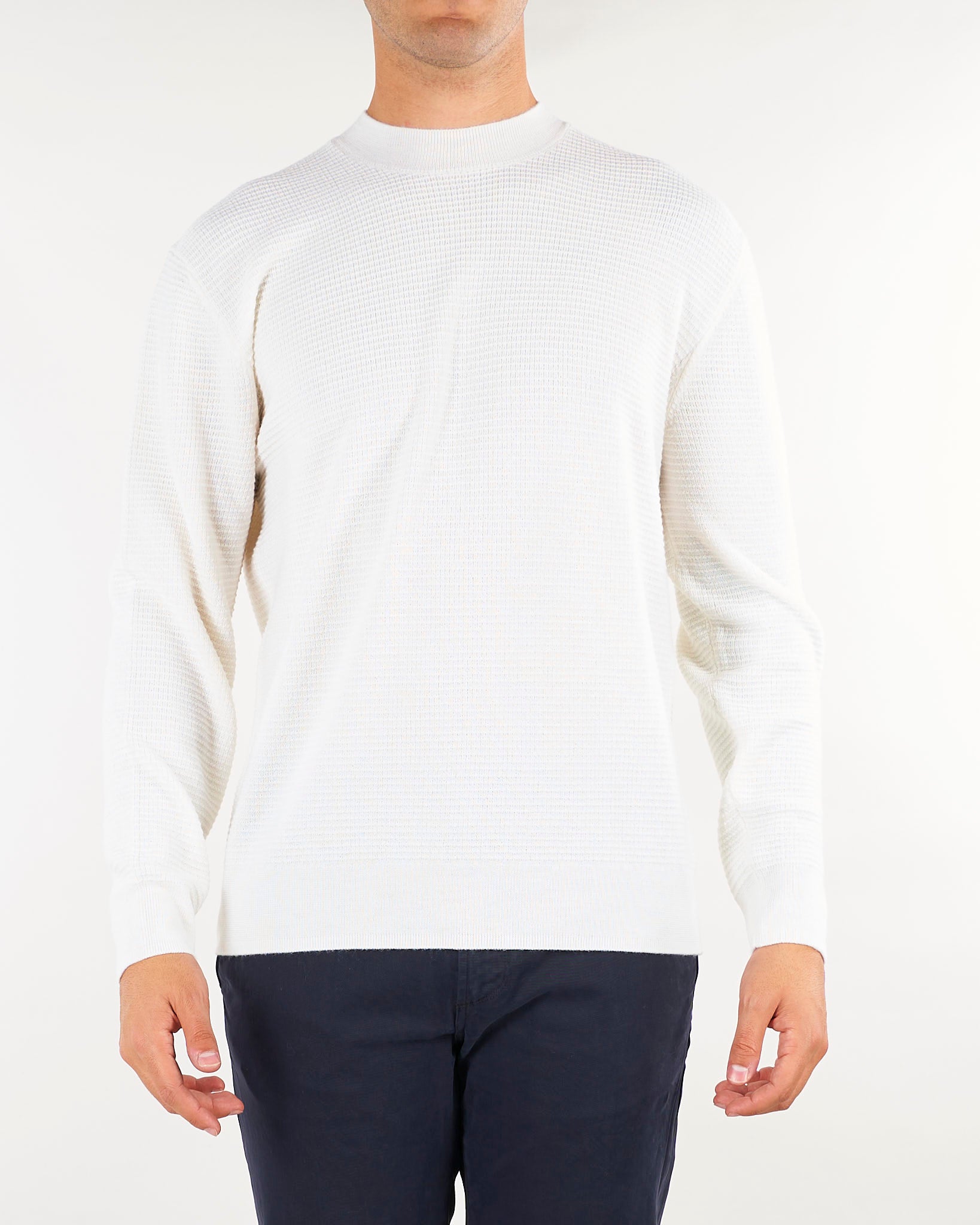 Maglia Panna in lana jacquard A038F009 1102 PAOLO PECORA 