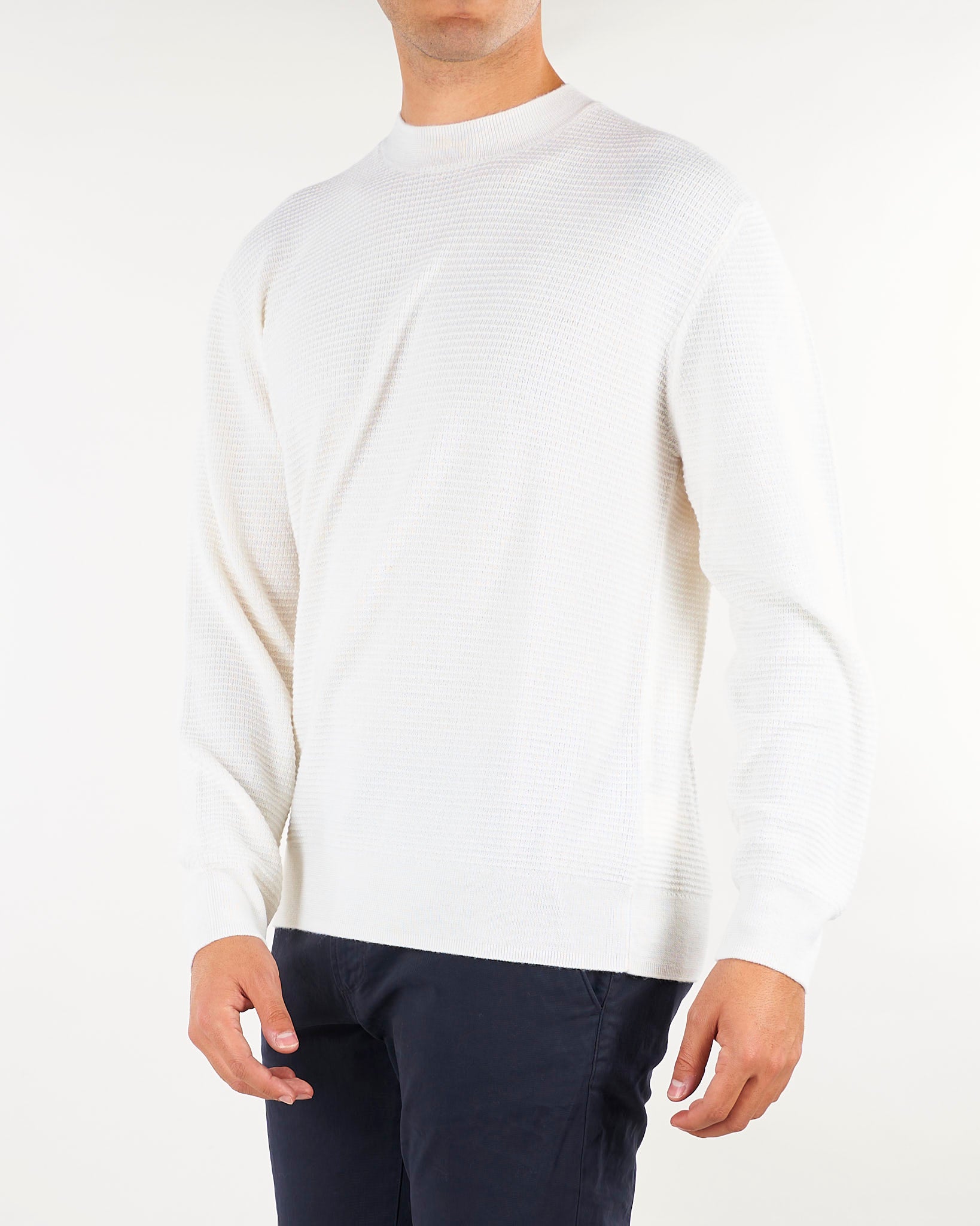 Maglia Panna in lana jacquard A038F009 1102 PAOLO PECORA 