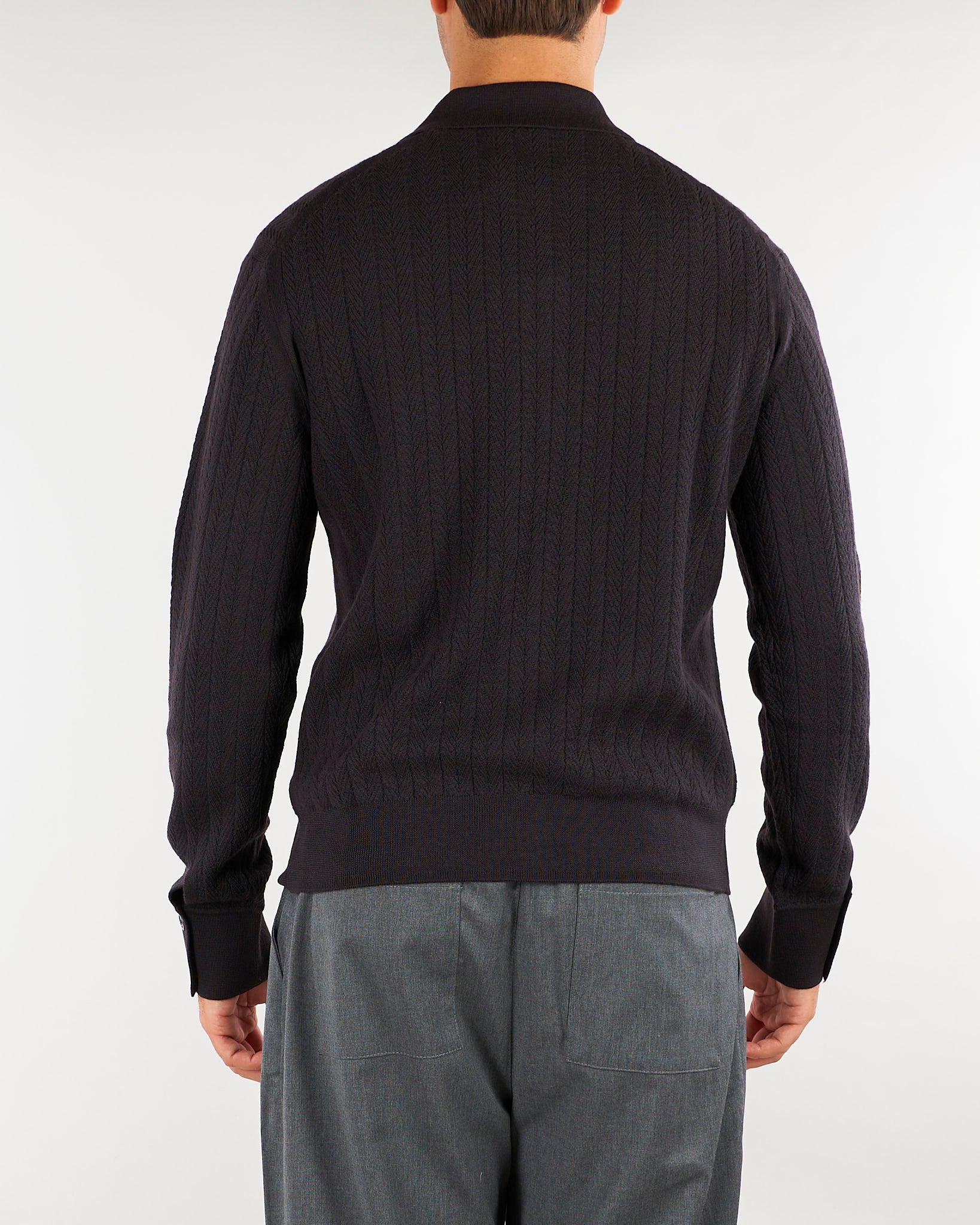Cardigan Coffee in lana jacquard con colletto A040F009 2358 PAOLO PECORA 