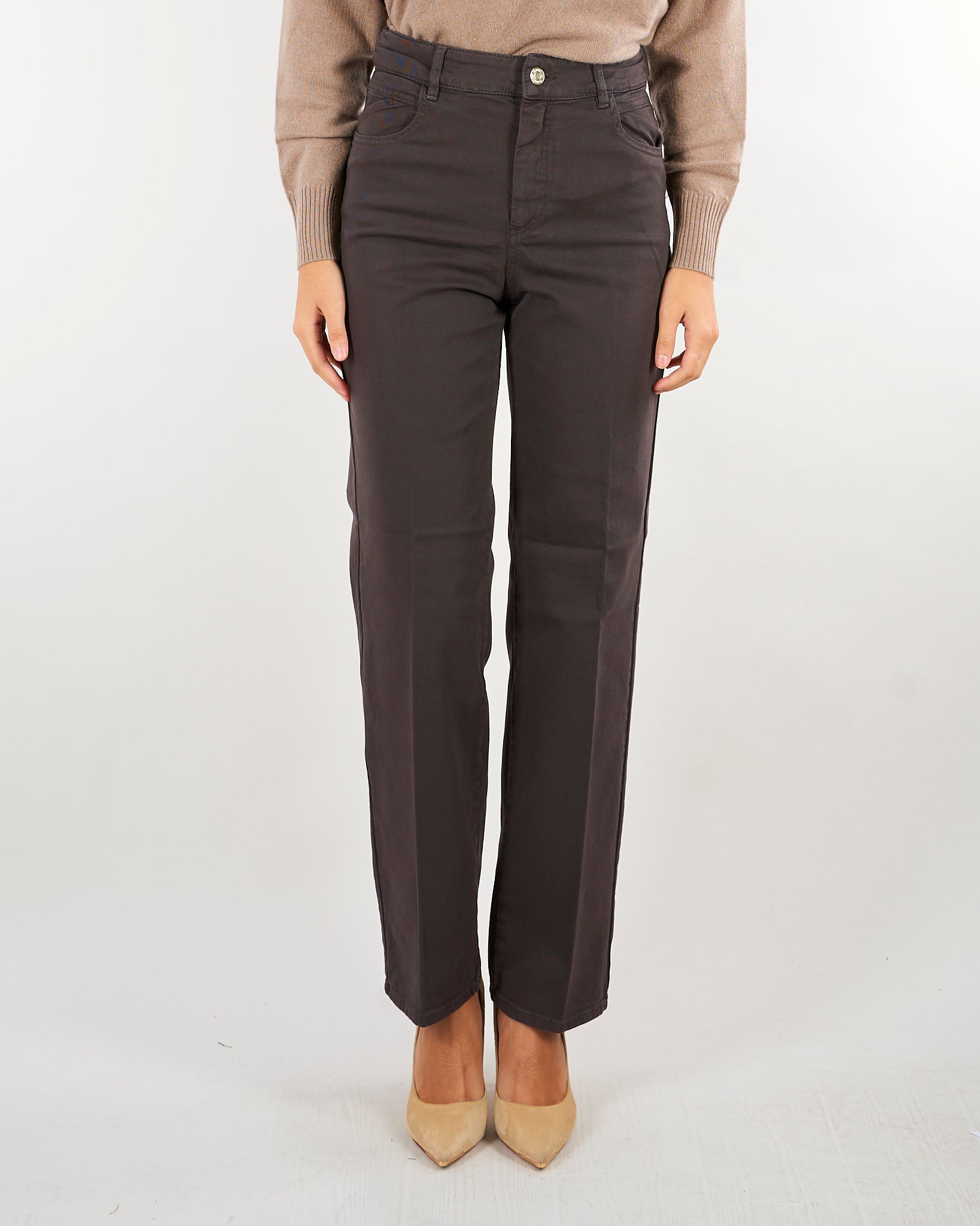 Pantaloni Moro straight leg in cotone PBBCOBALTO 4 PENNY BLACK 