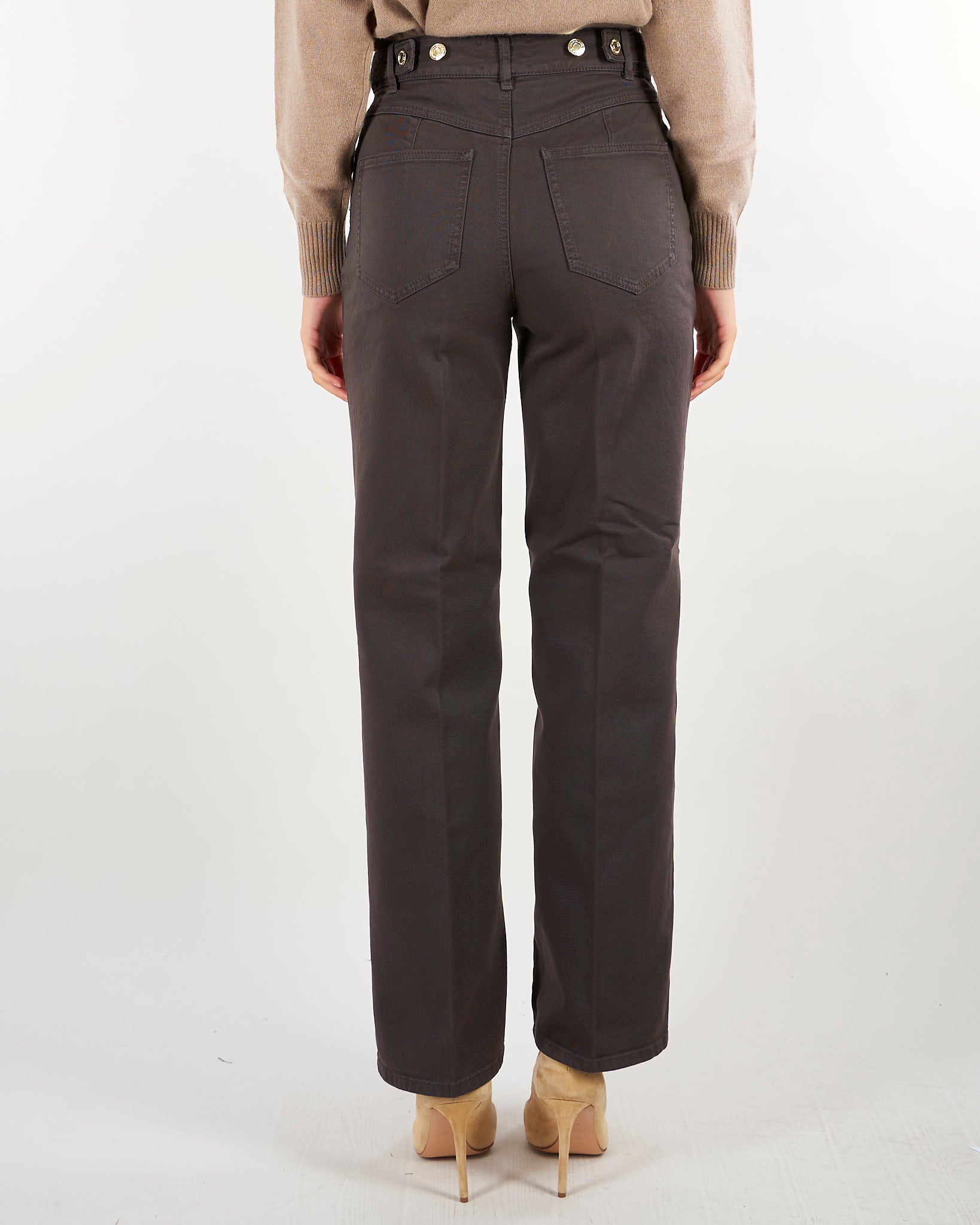 Pantaloni Moro straight leg in cotone PBBCOBALTO 4 PENNY BLACK 