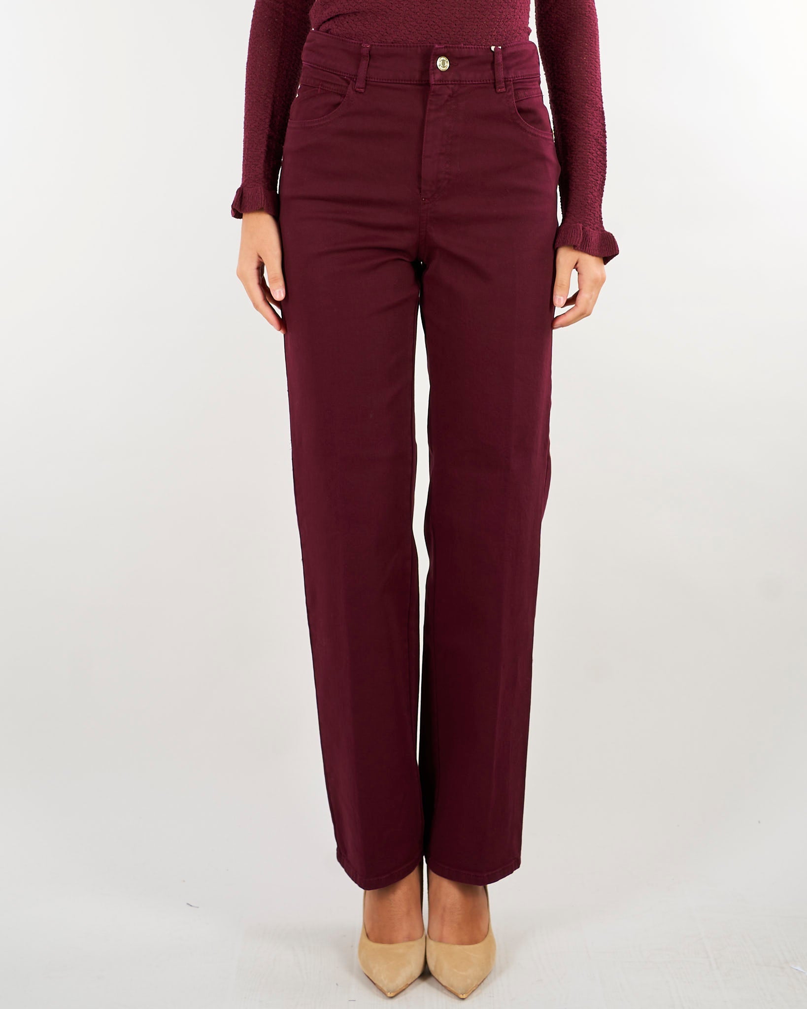 Pantaloni Bordeaux straight leg in cotone PBBCOBALTO 6 PENNY BLACK 