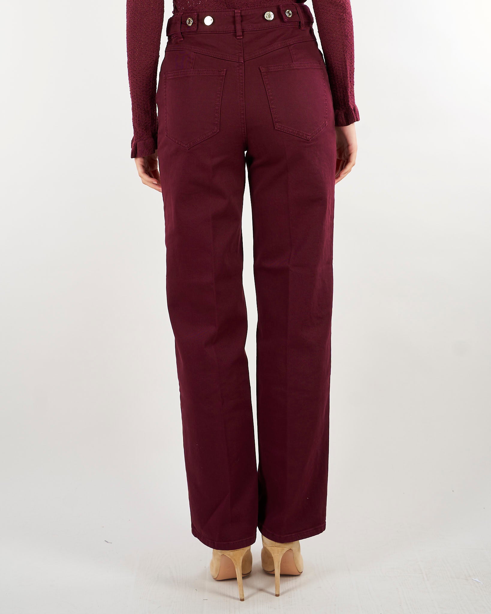 Pantaloni Bordeaux straight leg in cotone PBBCOBALTO 6 PENNY BLACK 
