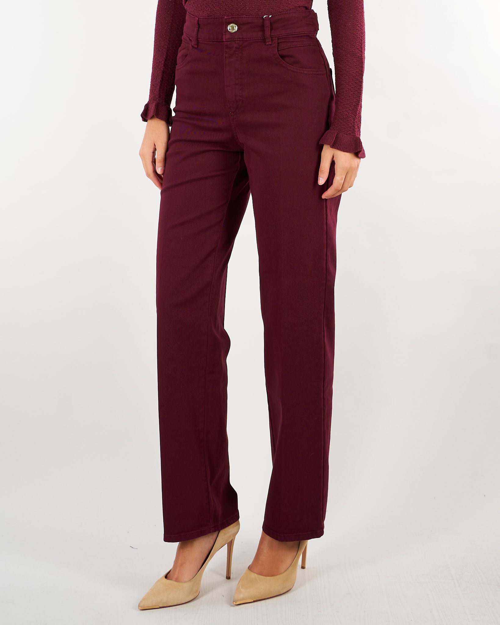 Pantaloni Bordeaux straight leg in cotone PBBCOBALTO 6 PENNY BLACK 