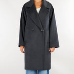 Cappotto Antracite ampio in drap di lana PBBMANDARE 9 PENNY BLACK 