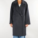 Cappotto Antracite ampio in drap di lana PBBMANDARE 9 PENNY BLACK 