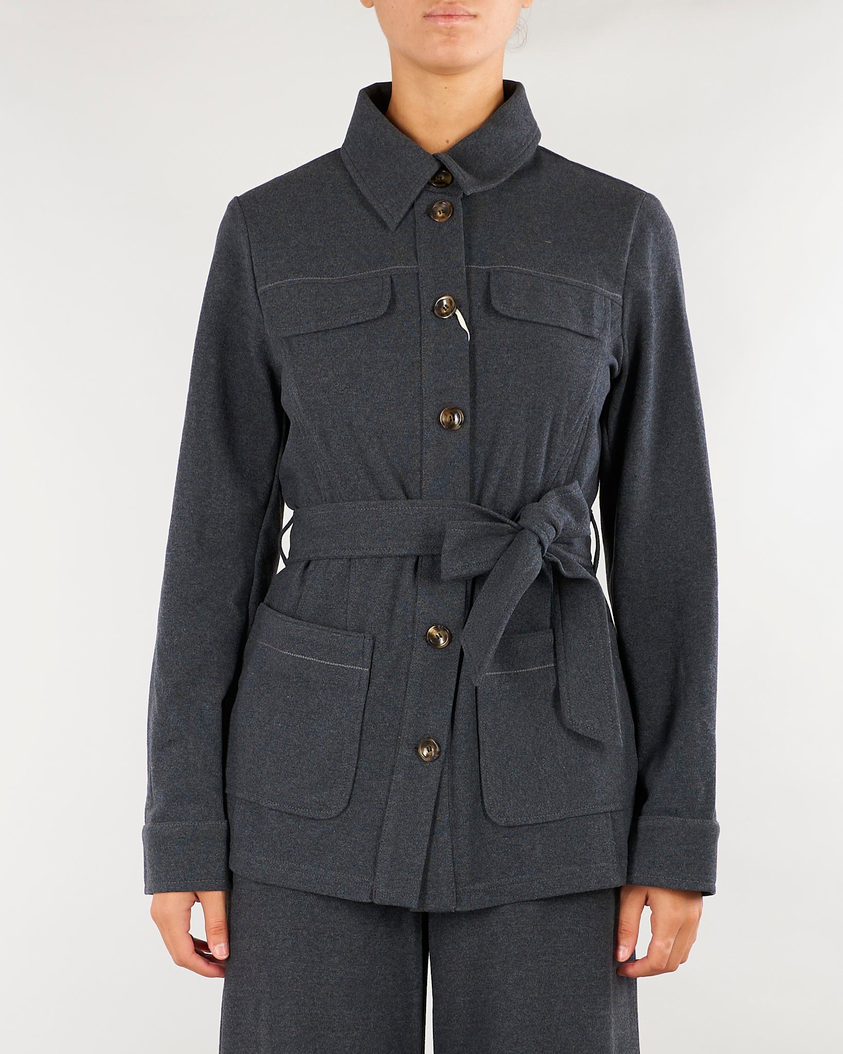 Giacca Camicia Antracite in jersey di flanella PBJALBUM 1 PENNY BLACK 
