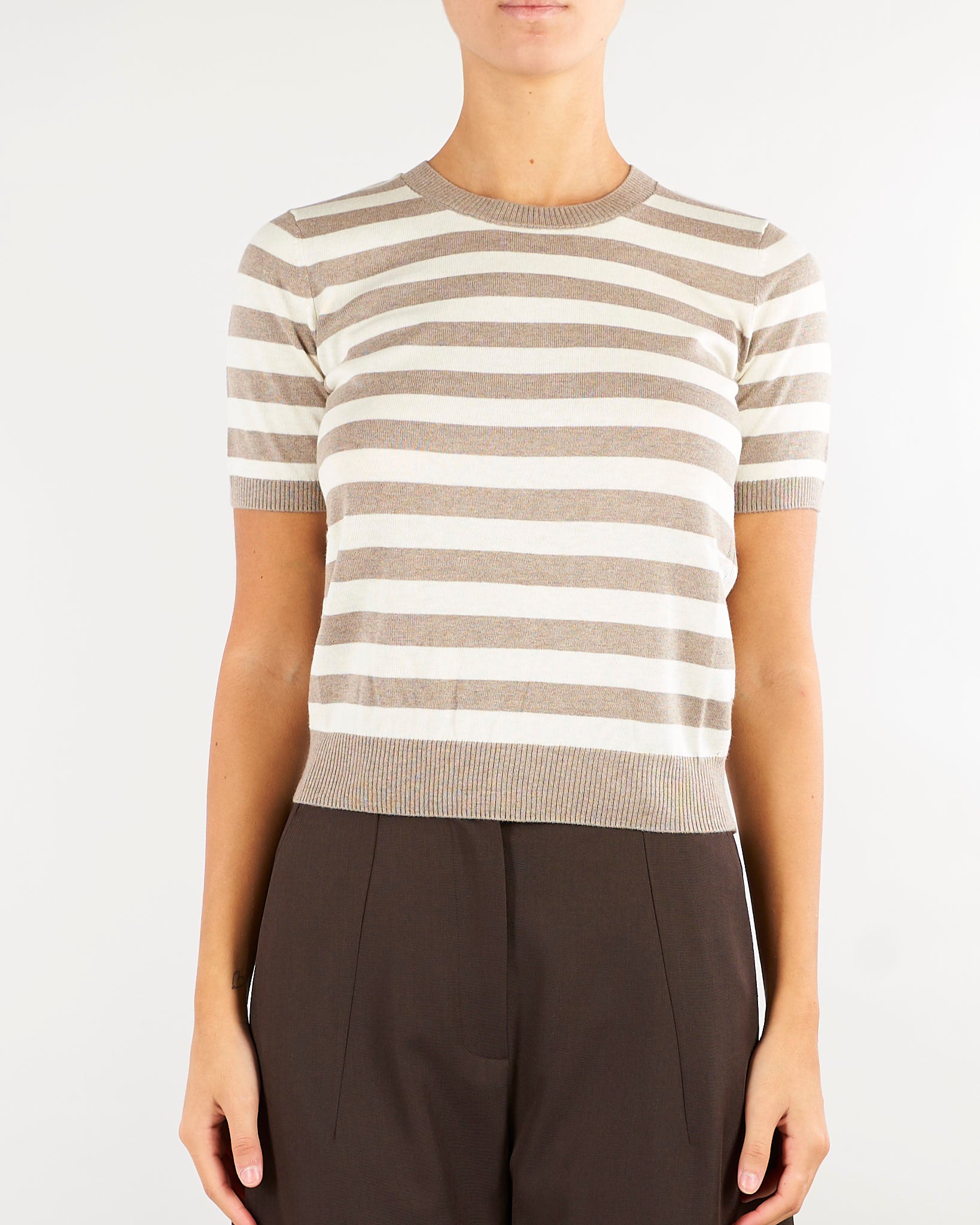Maglia Tortora-Panna in cotone, seta e cashmere PBKPALANCA 9 PENNY BLACK 