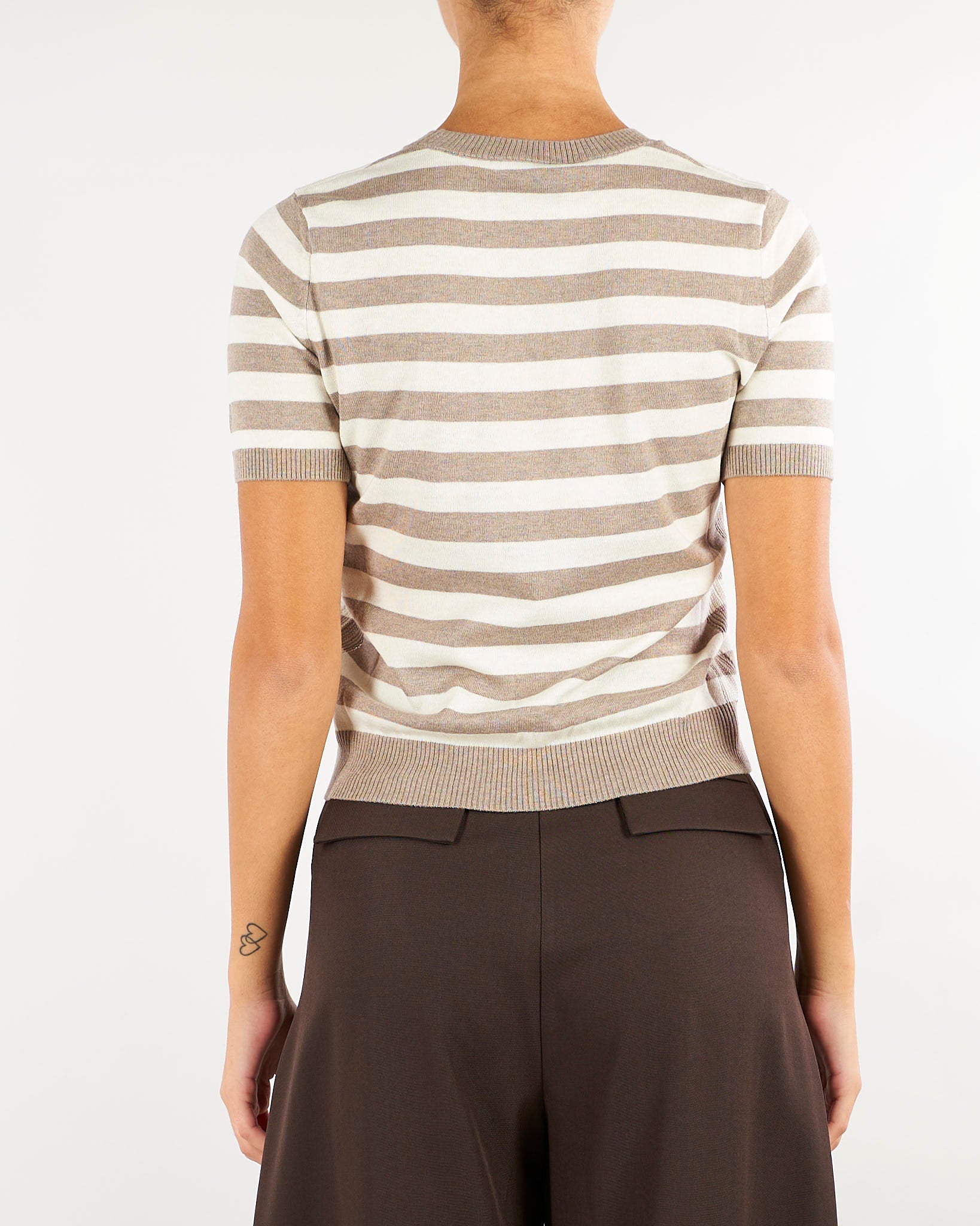 Maglia Tortora-Panna in cotone, seta e cashmere PBKPALANCA 9 PENNY BLACK 