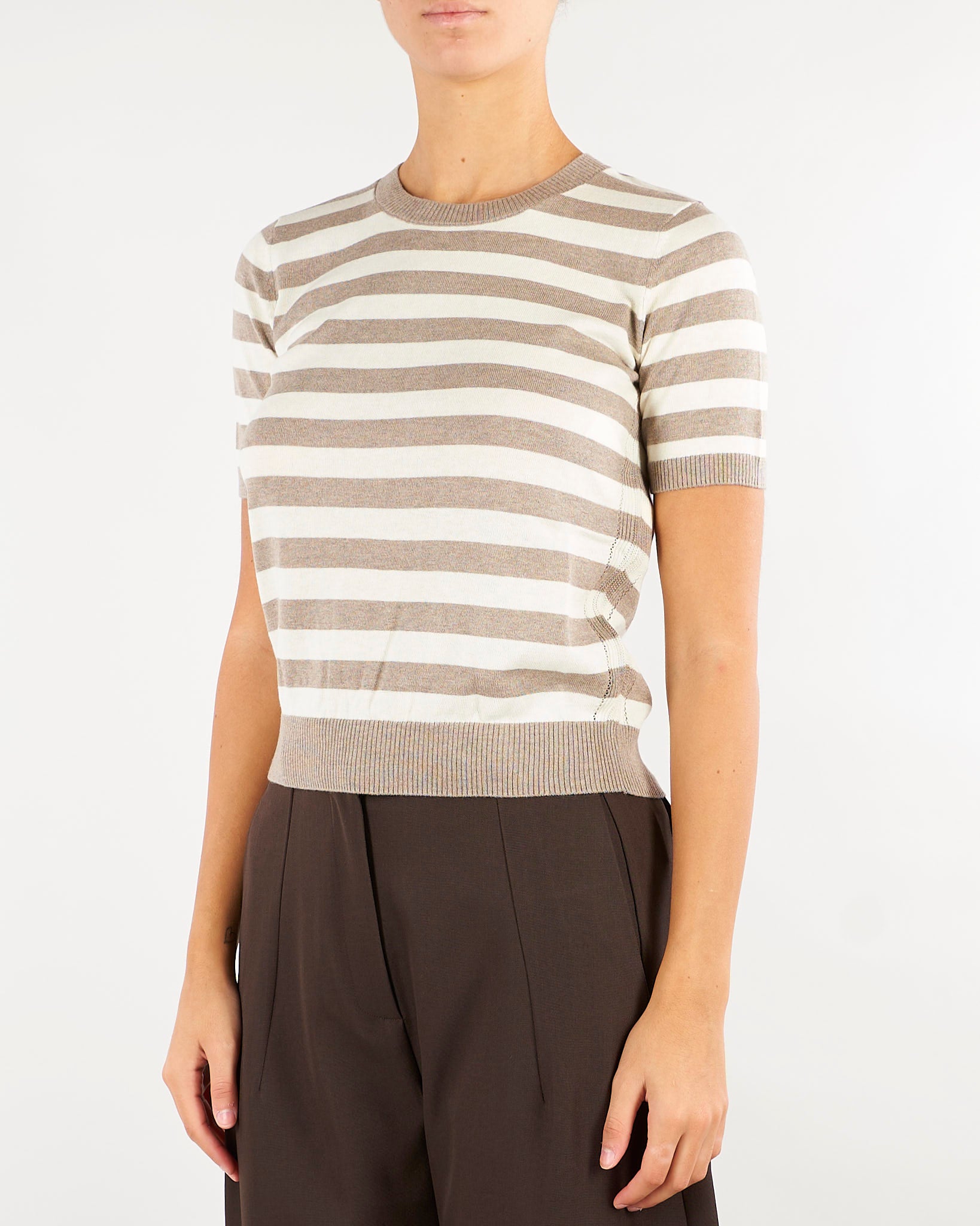 Maglia Tortora-Panna in cotone, seta e cashmere PBKPALANCA 9 PENNY BLACK 