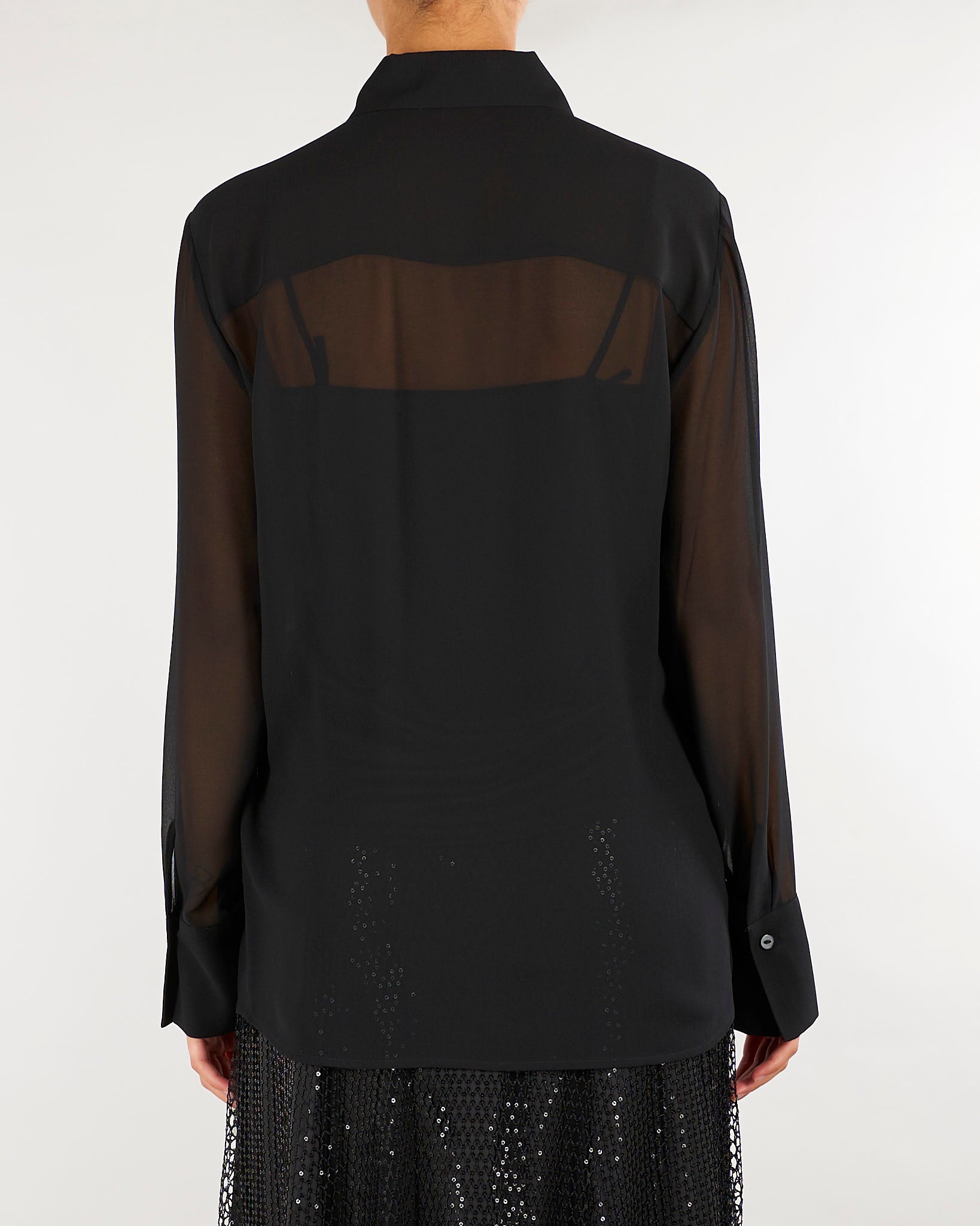 Camicia Nero con plastron in paillettes PBPAQUILA 5 PENNY BLACK 