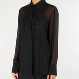 Camicia Nero con plastron in paillettes PBPAQUILA 5 PENNY BLACK 