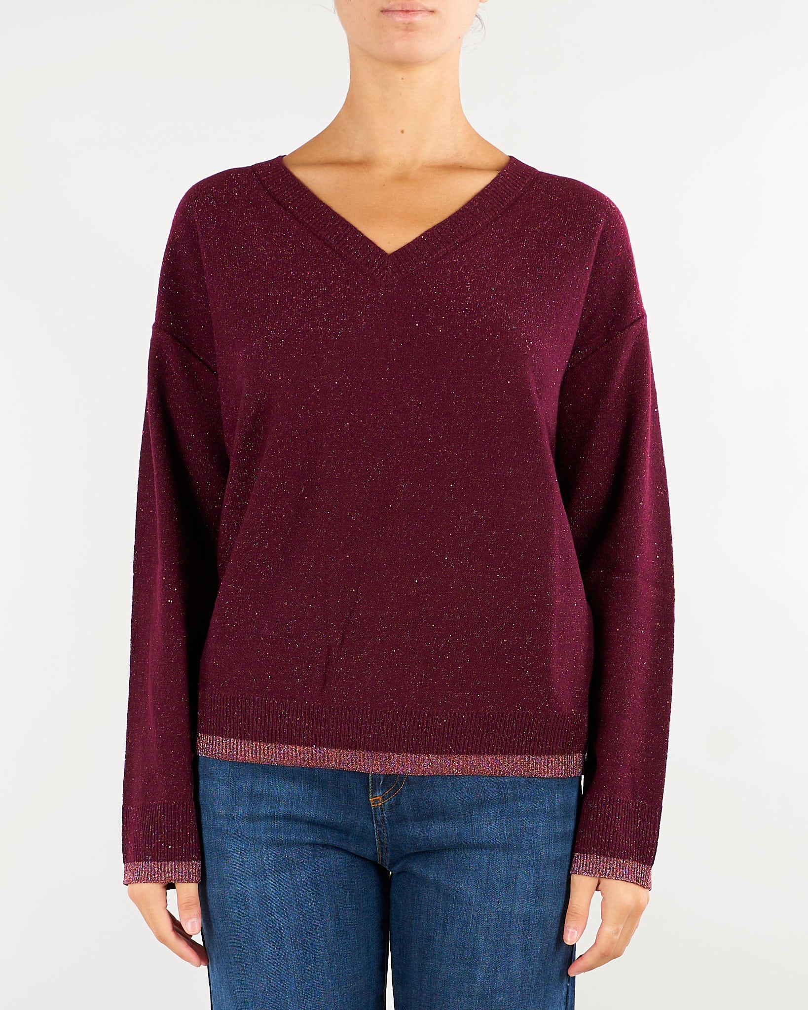 Maglia Bordeaux con micro-paillettes PBPEDILE 7 PENNY BLACK 