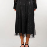 Gonna Nero in mesh con paillettes PBPGIRO 4 PENNY BLACK 