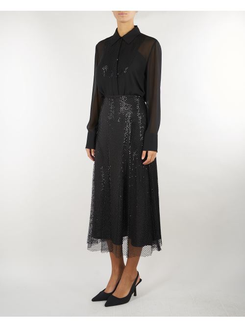 Gonna Nero in mesh con paillettes PBPGIRO 4 PENNY BLACK 