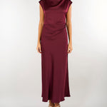 Abito Bordeaux in raso drappeggiato PBPRODEO 6 PENNY BLACK 