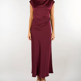 Abito Bordeaux in raso drappeggiato PBPRODEO 6 PENNY BLACK 
