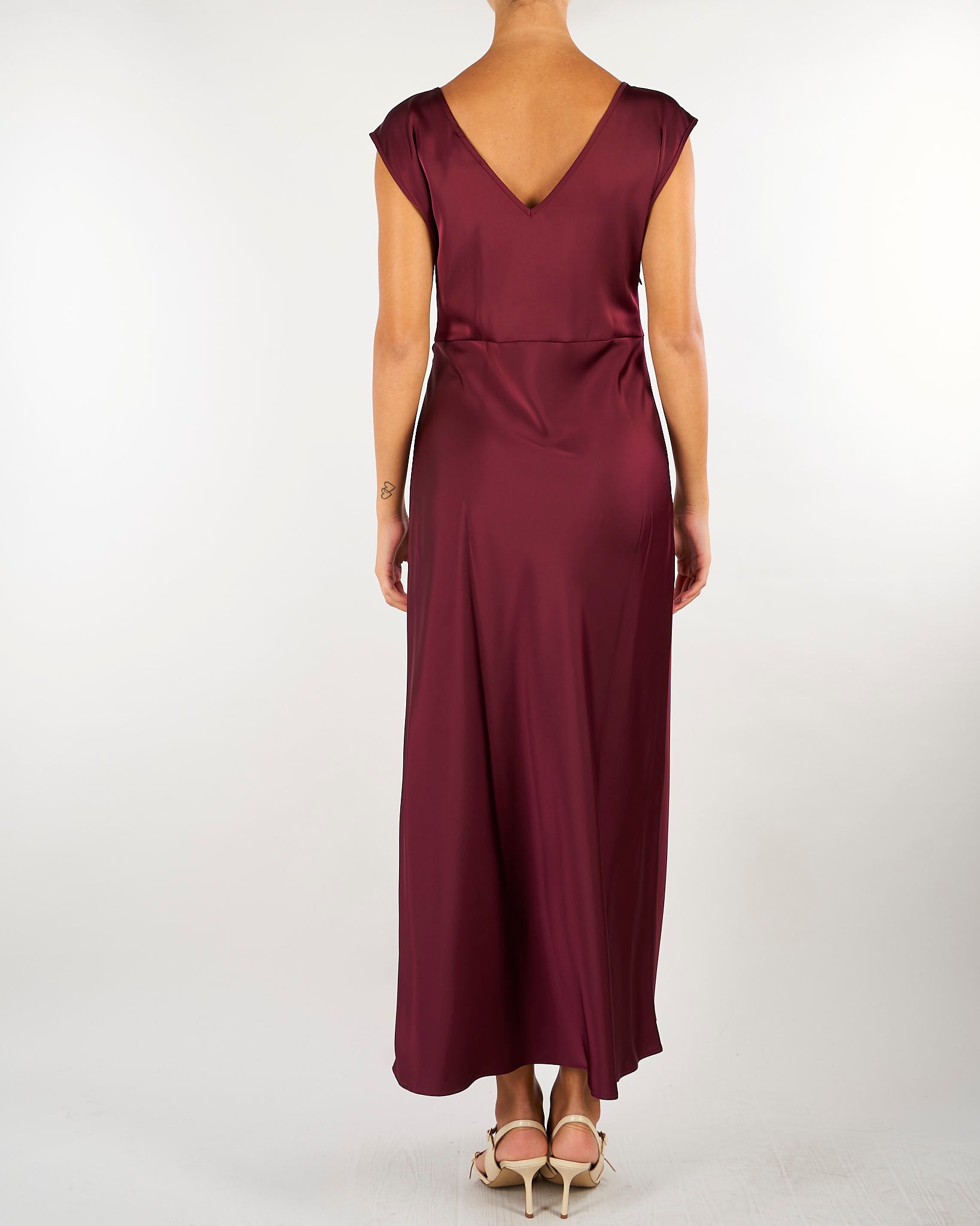 Abito Bordeaux in raso drappeggiato PBPRODEO 6 PENNY BLACK 