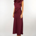 Abito Bordeaux in raso drappeggiato PBPRODEO 6 PENNY BLACK 