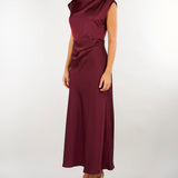 Abito Bordeaux in raso drappeggiato PBPRODEO 6 PENNY BLACK 