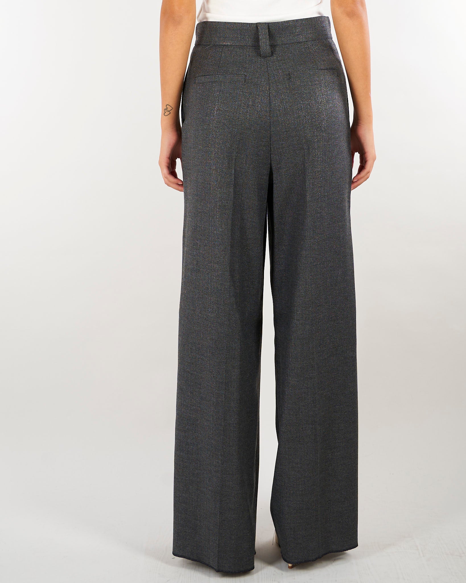 Pantaloni Grigio a microfantasia lamè PBPVEZZOSO 1 PENNY BLACK 