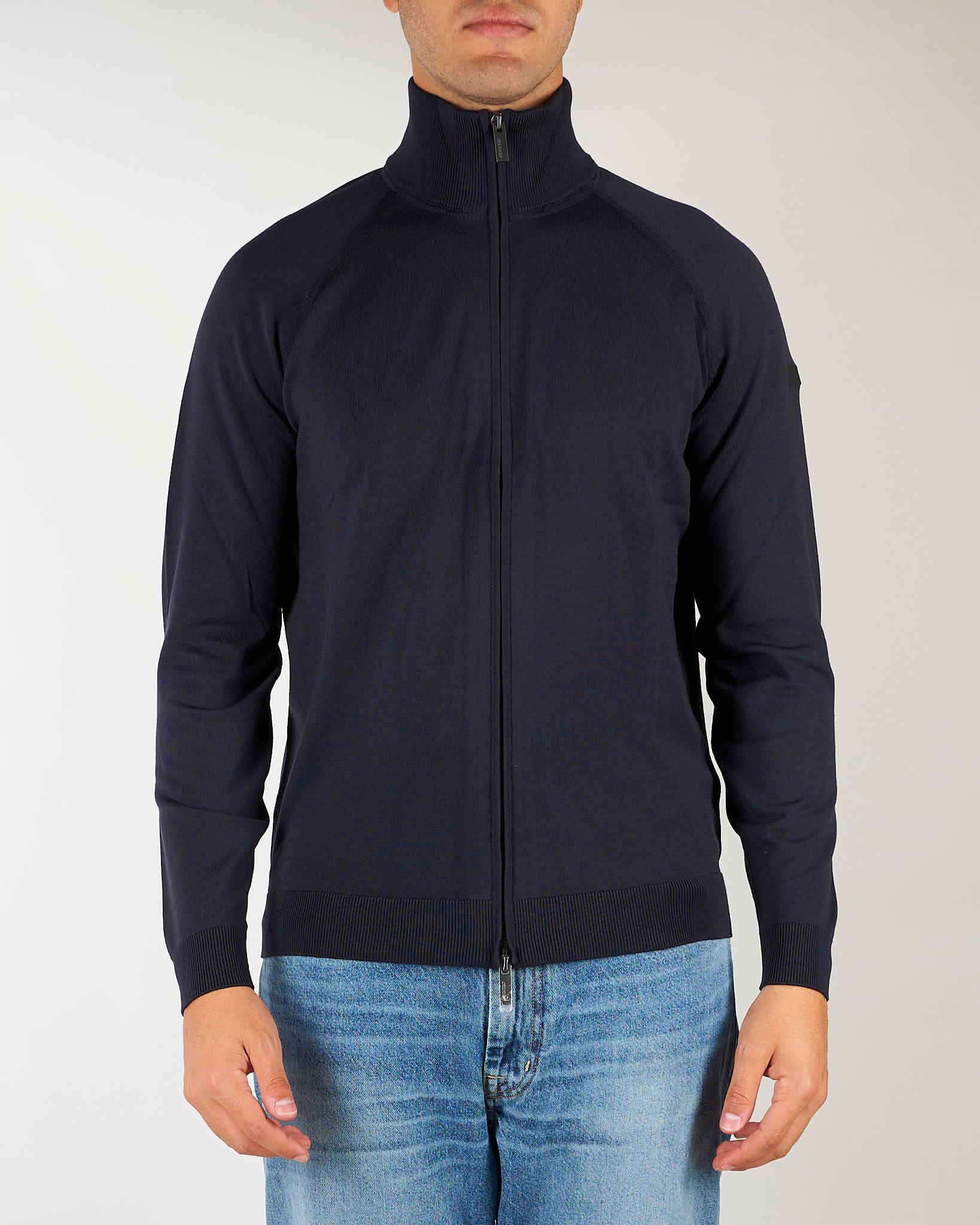 Maglia Blu New Amos Cotton Full Zip Knit W26121 60 RRD 
