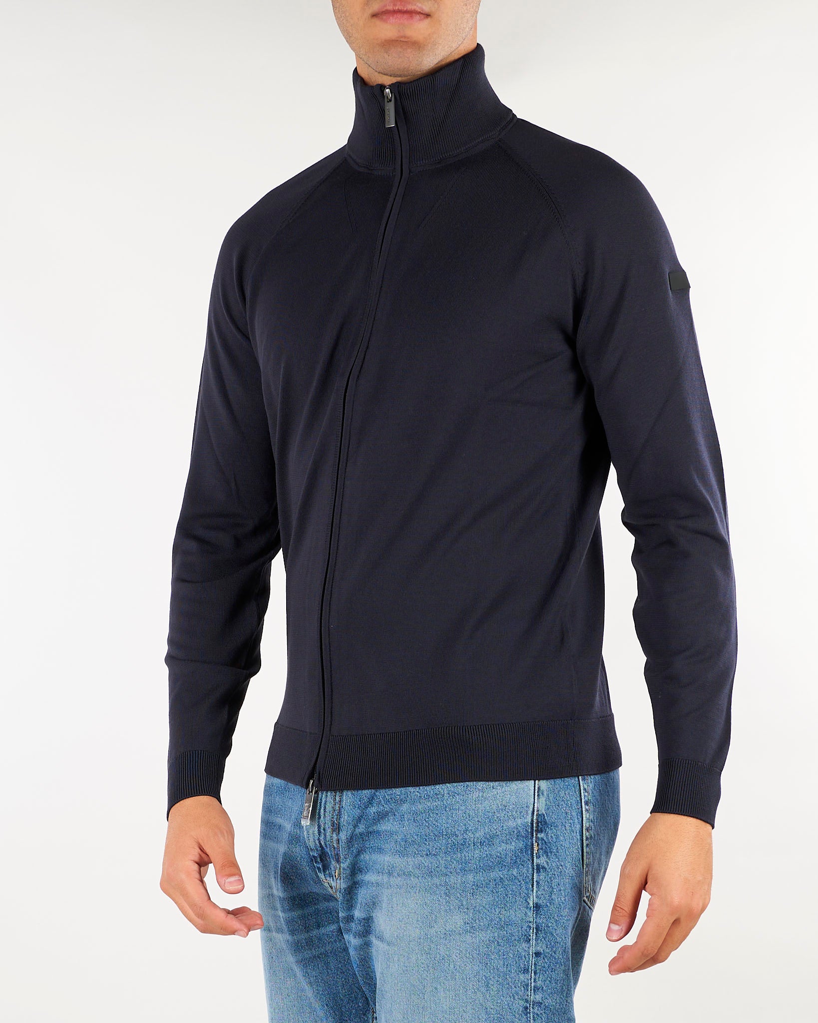 Maglia Blu New Amos Cotton Full Zip Knit W26121 60 RRD 