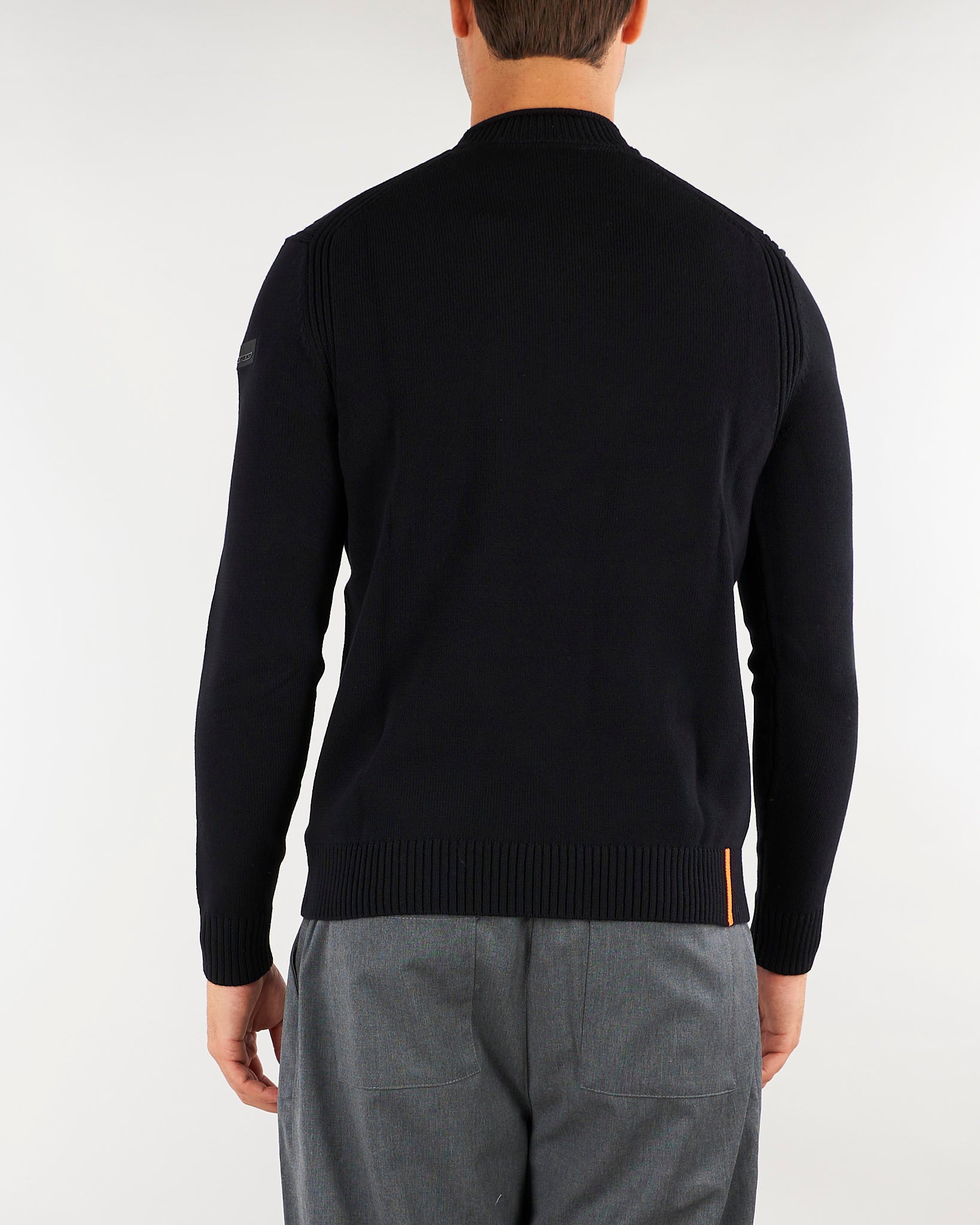 Maglia Nero Cotton Plain Round Knit W26140 10 RRD 