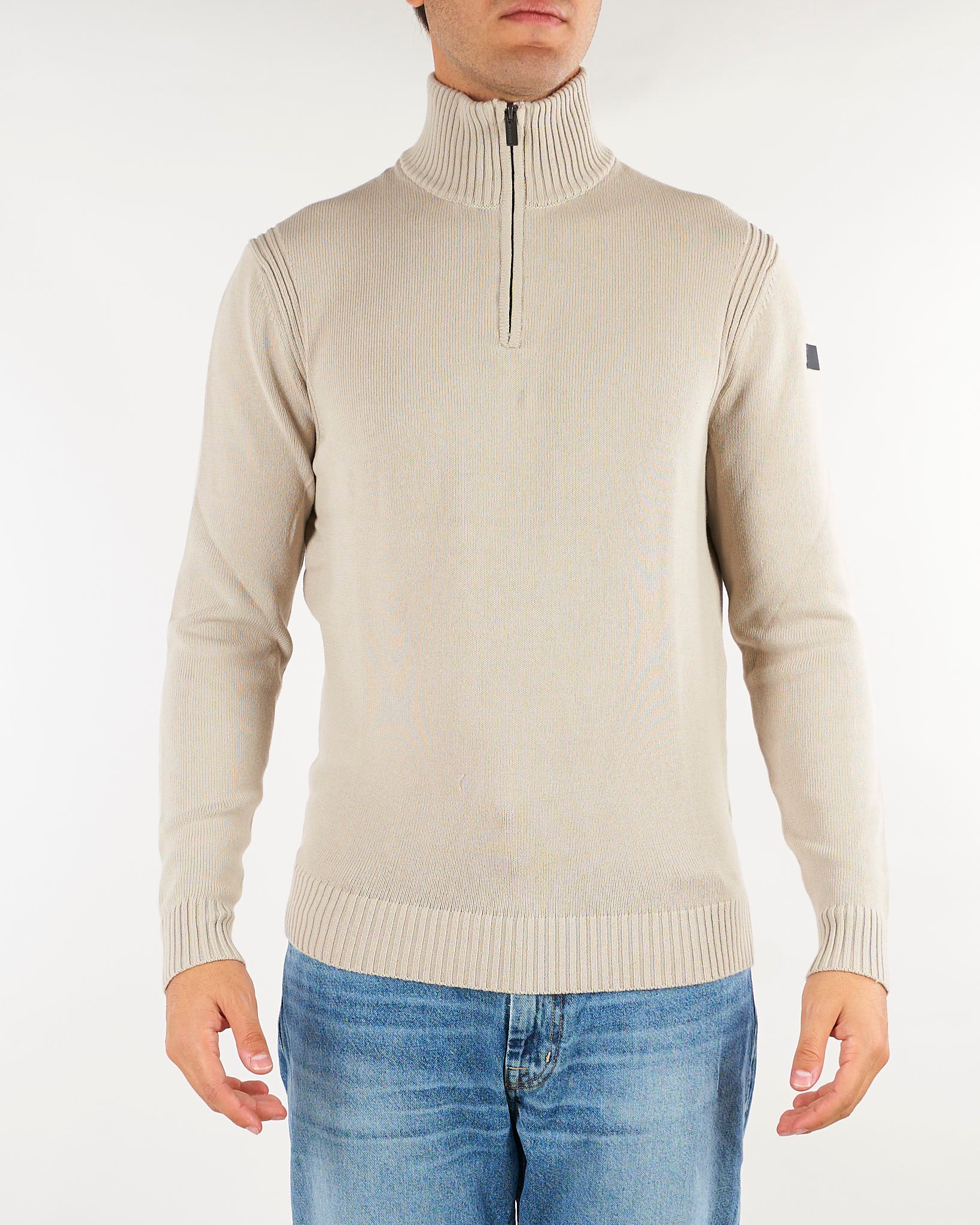 Maglia Sabbia Cotton Plain Half Zip Knit W26141 85 RRD 