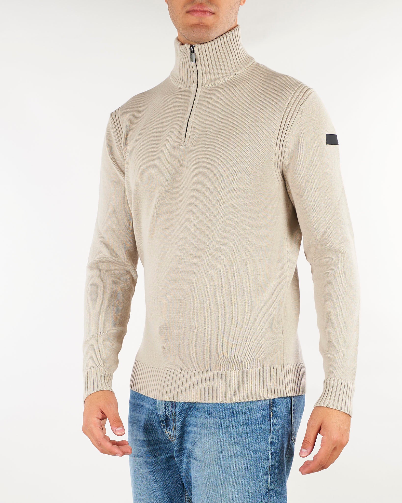 Maglia Sabbia Cotton Plain Half Zip Knit W26141 85 RRD 