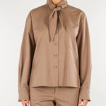 Camicia Beige in flanellina di lana con foulard CA1564180016 54 SEVENTY 