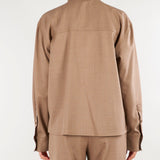 Camicia Beige in flanellina di lana con foulard CA1564180016 54 SEVENTY 
