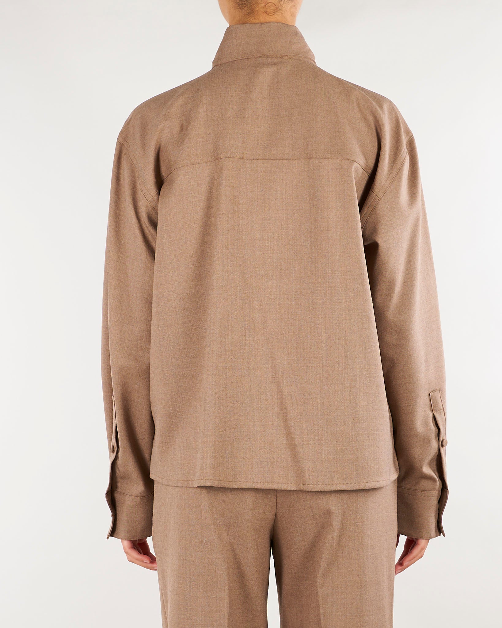 Camicia Beige in flanellina di lana con foulard CA1564180016 54 SEVENTY 