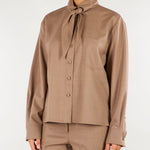 Camicia Beige in flanellina di lana con foulard CA1564180016 54 SEVENTY 