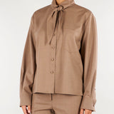 Camicia Beige in flanellina di lana con foulard CA1564180016 54 SEVENTY 