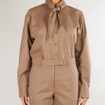 Camicia Beige in flanellina di lana con foulard CA1564180016 54 SEVENTY 