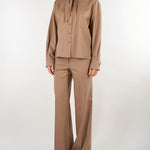 Camicia Beige in flanellina di lana con foulard CA1564180016 54 SEVENTY 
