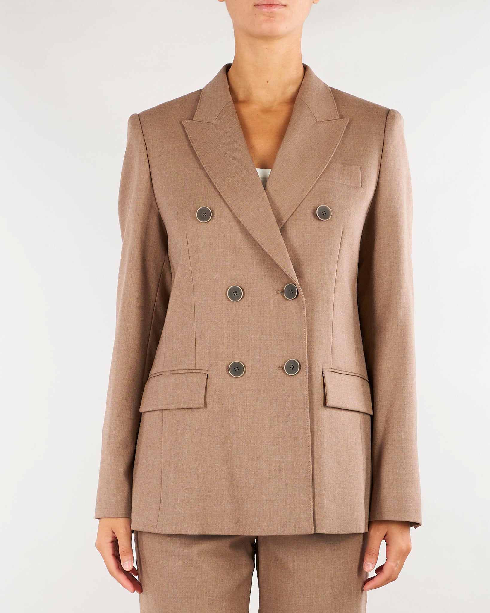 Giacca Beige doppiopetto in flanellina di lana GI073610180016 54 SEVENTY 