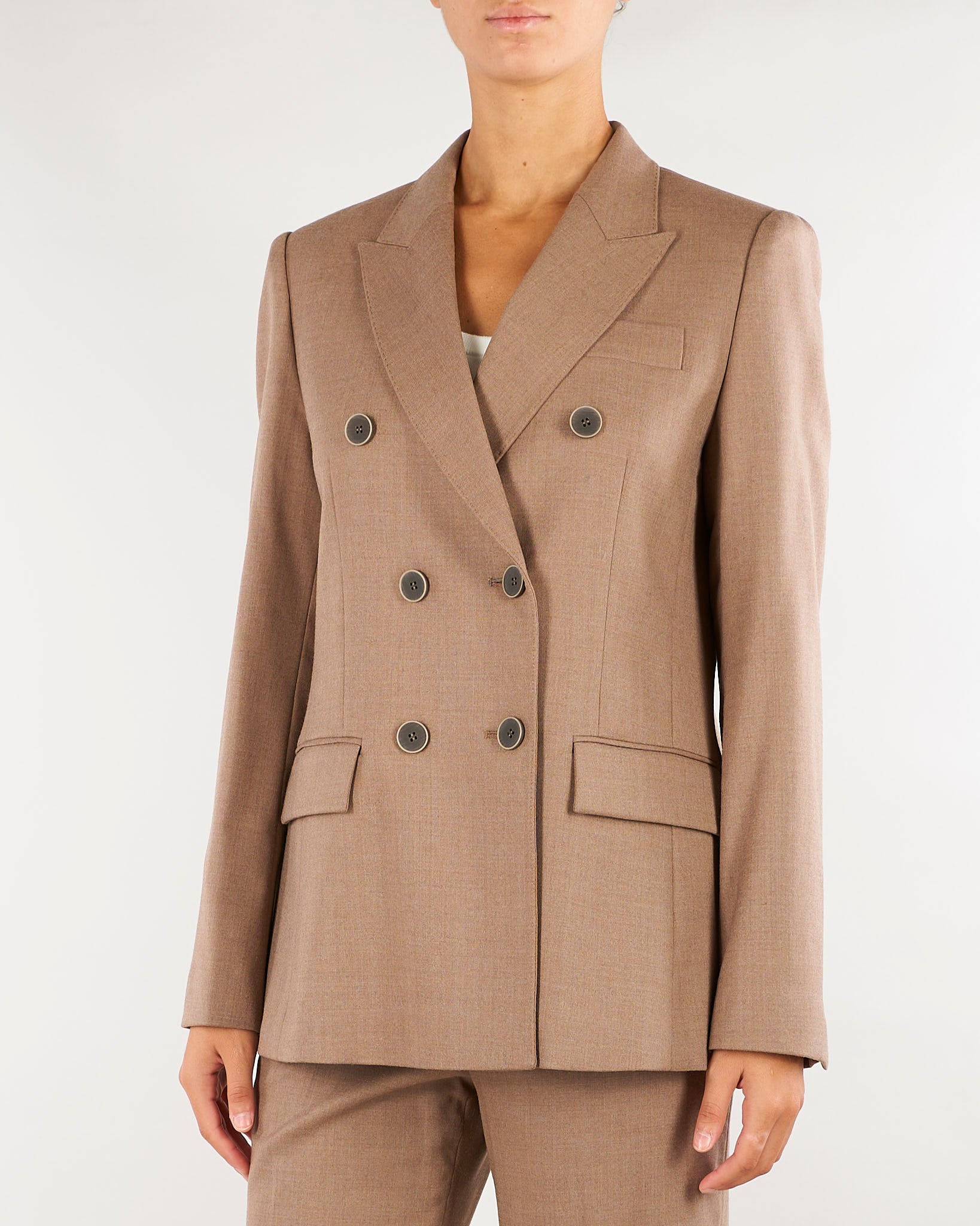 Giacca Beige doppiopetto in flanellina di lana GI073610180016 54 SEVENTY 