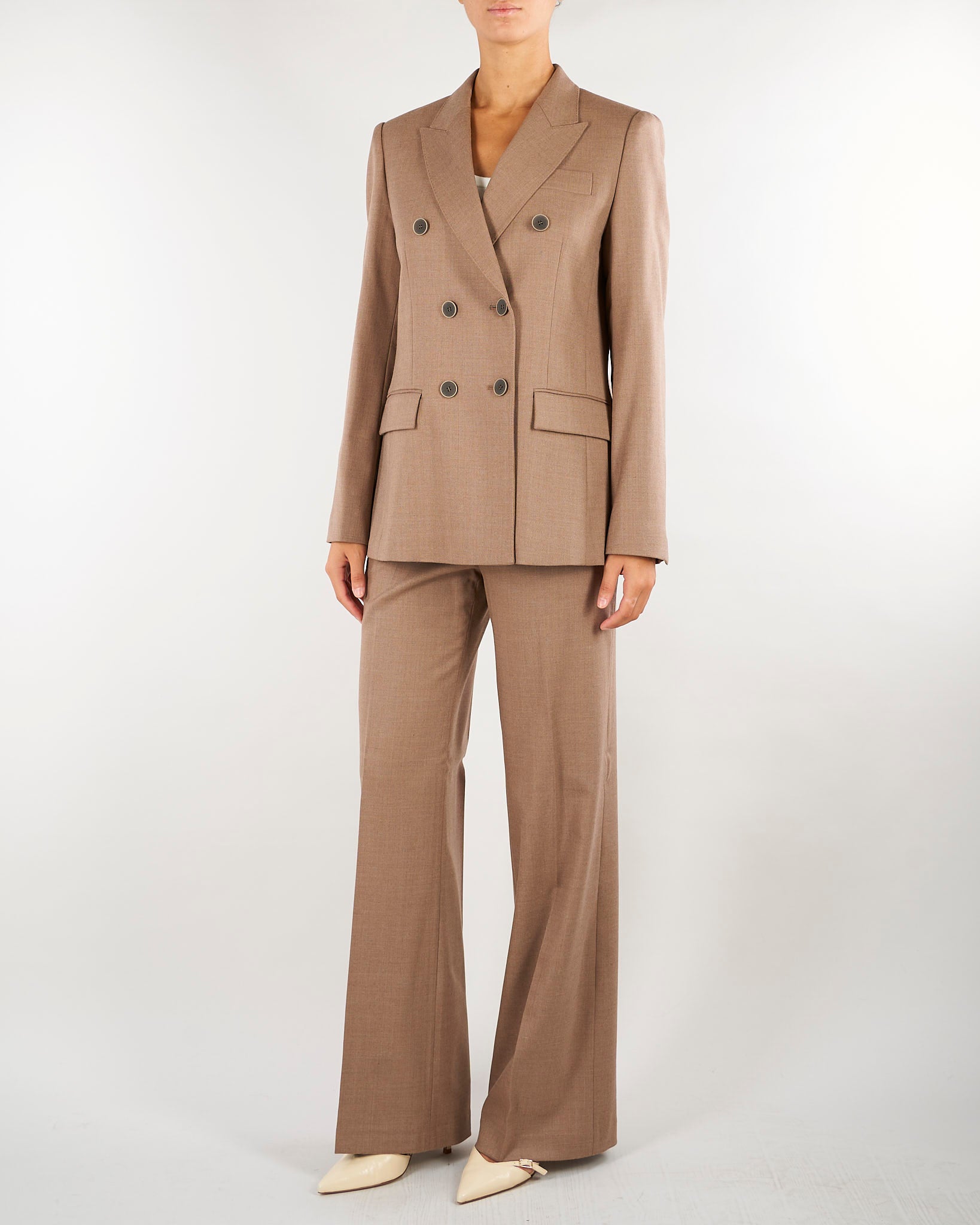 Giacca Beige doppiopetto in flanellina di lana GI073610180016 54 SEVENTY 
